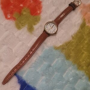 Timex Easy Reader‎ Goldtone Watch with Date & Indiglo Light Womens Brown Band